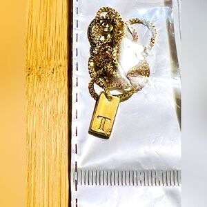 Gold Shiny Pendant Necklace with Initial T Fashion Jewelry New In Package